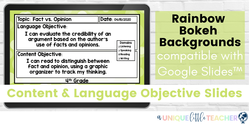 Content and Language Objectives Bokeh Google Slides