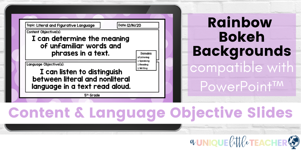 Content and Language Objectives Bokeh PowerPoint Slides
