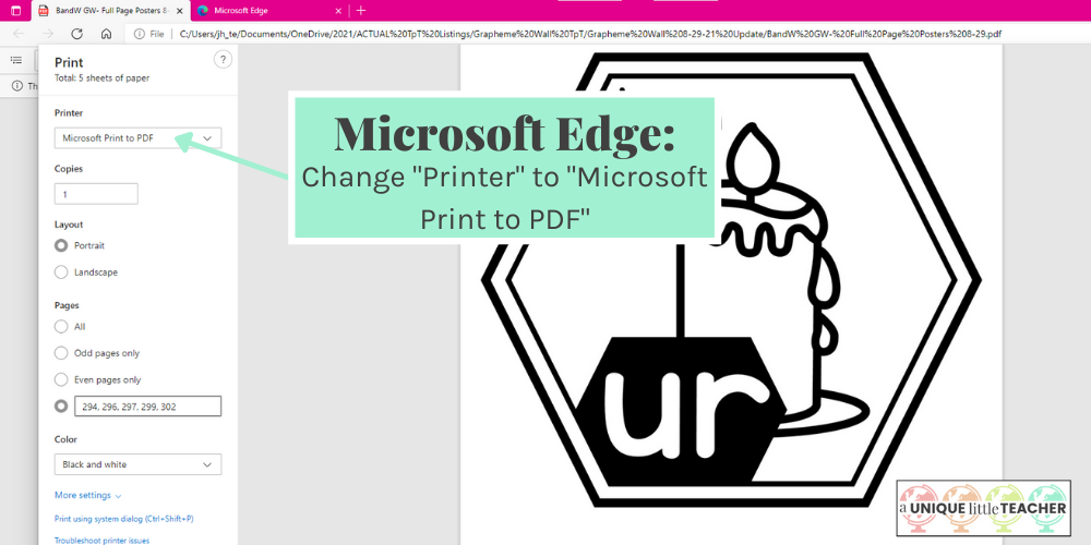 Save paper by saving only the pages you need to a new PDF file in Microsoft Edge™