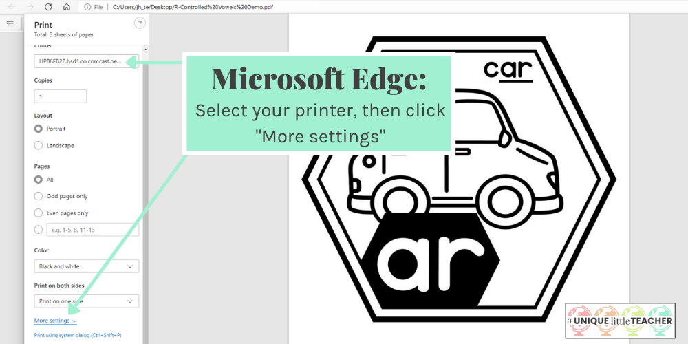 Save paper by resizing your document and printing multiple pages to a sheet of paper in Microsoft Edge™