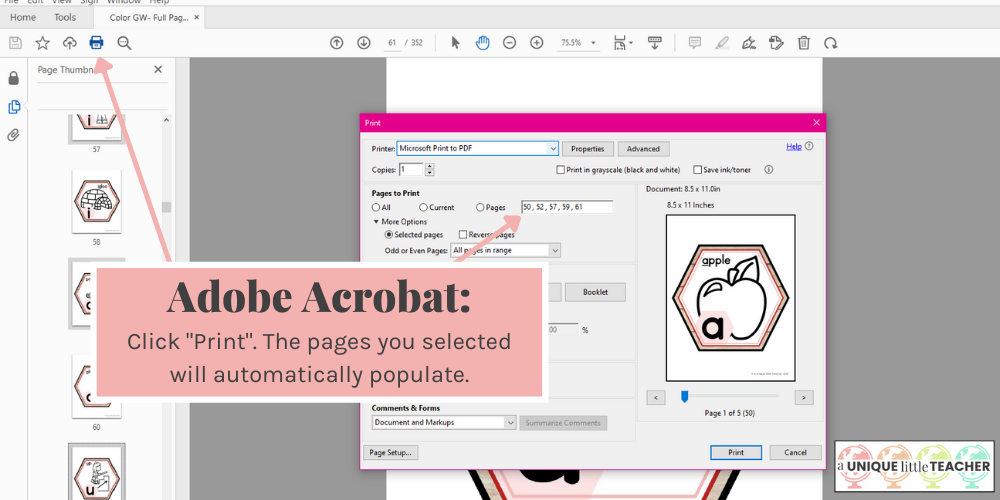 Save paper by printing only the pages you need in Adobe Acrobat™