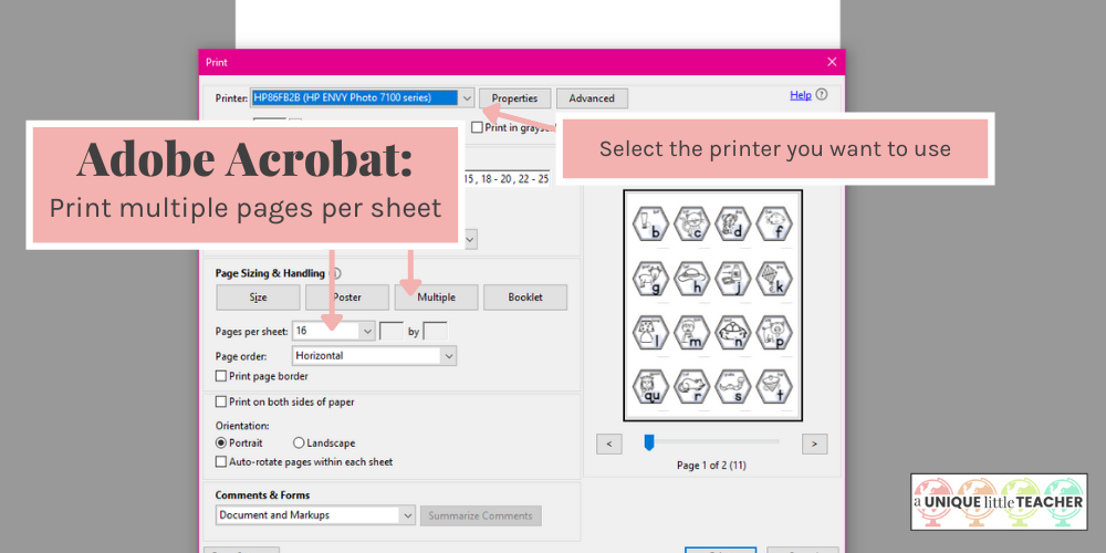 Save paper by resizing the pages you want to print from a PDF in Adobe Acrobat™