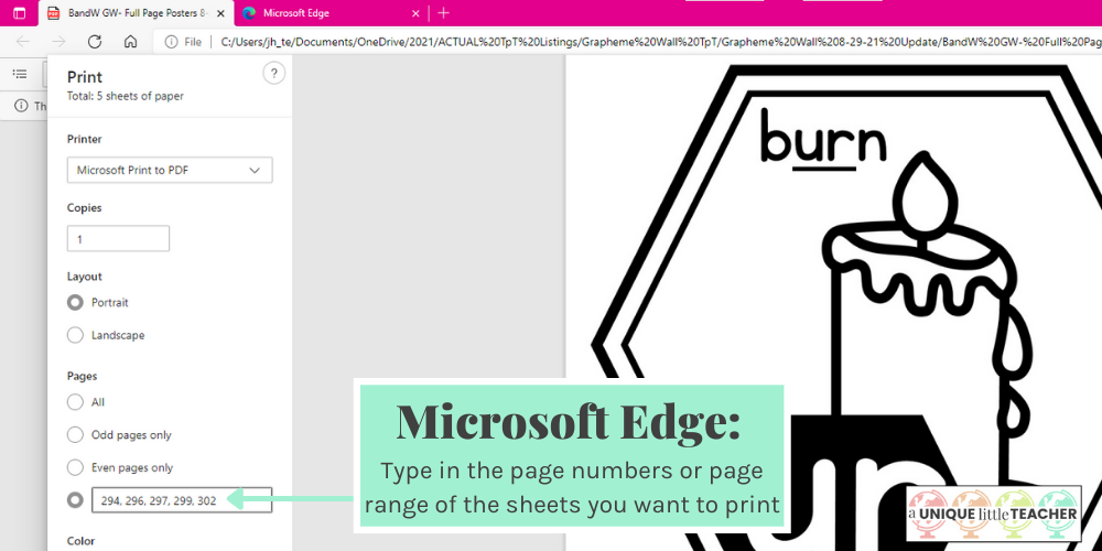 Save paper by printing only the pages you need from a PDF file in Microsoft Edge™